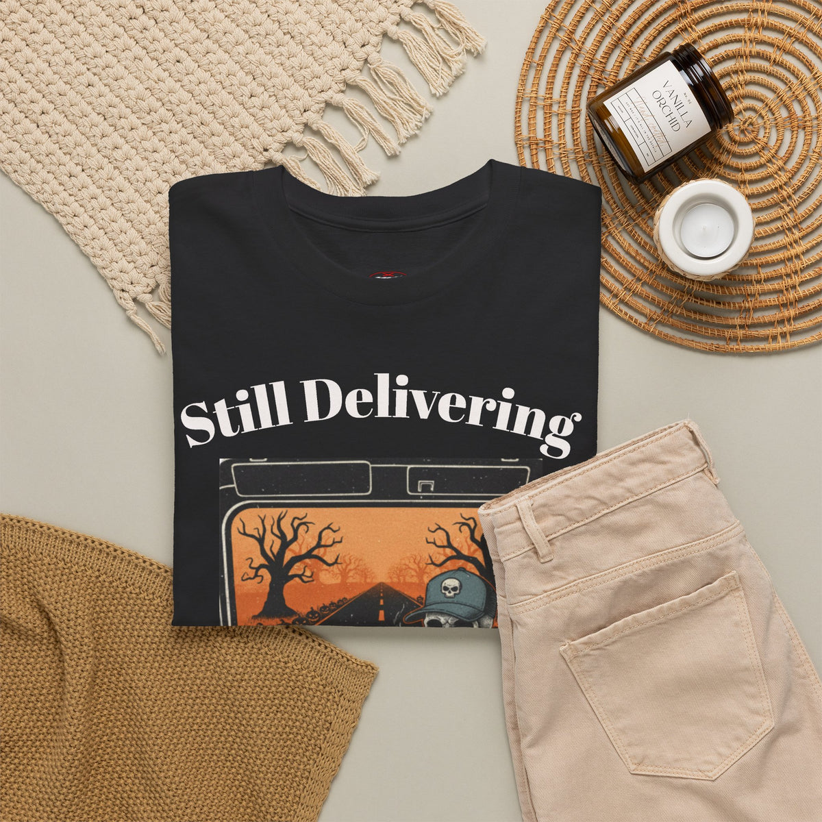 Still Delivering T-Shirt — Skeleton Trucker Retro Halloween Tee
