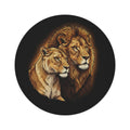 Lion Couple Round Rug — Majestic King & Queen Lioness Decorative Round Mat