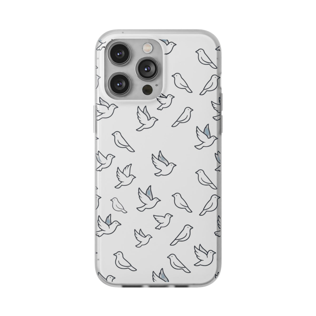 Dove Pattern Flexi Phone Case — Minimal White Bird Protective Case