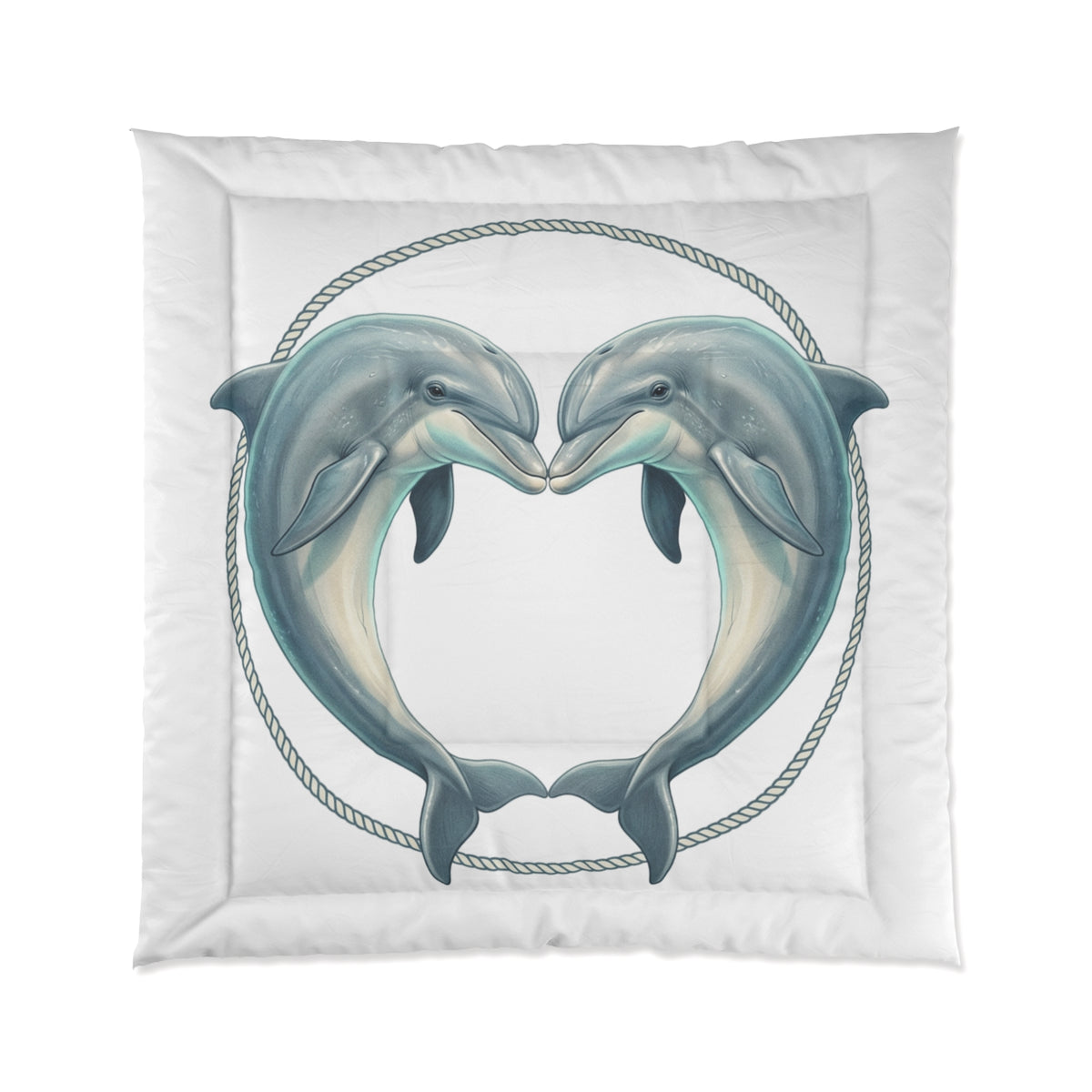 Dolphin Heart Comforter - Nautical Sea Life Bedding