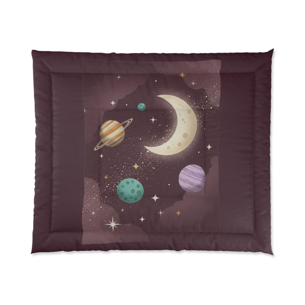 Celestial Moon & Planets Comforter — Stargazer Space Bedding