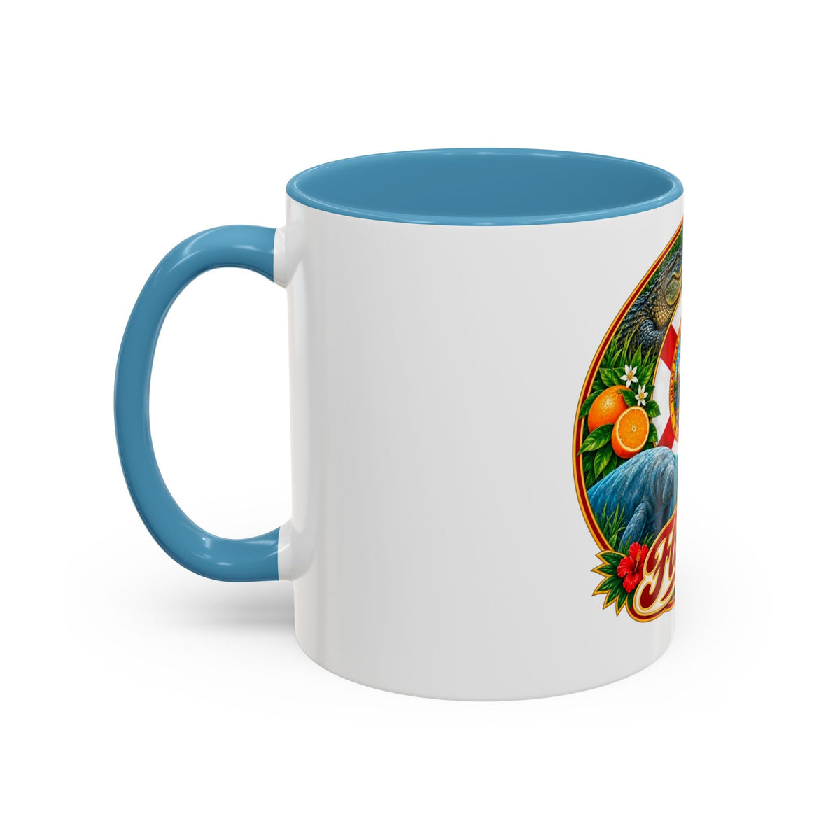 Florida Vintage Travel Coffee Mug — Flamingo, Alligator & State Seal Accent Mug