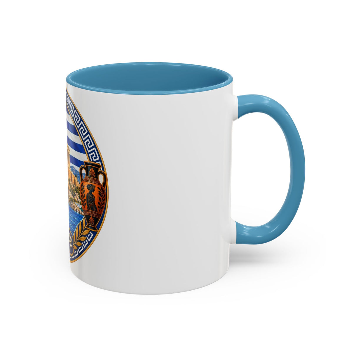 Greece Scenic Accent Coffee Mug – Acropolis, Olive & Blue Flag Design (11/15oz)