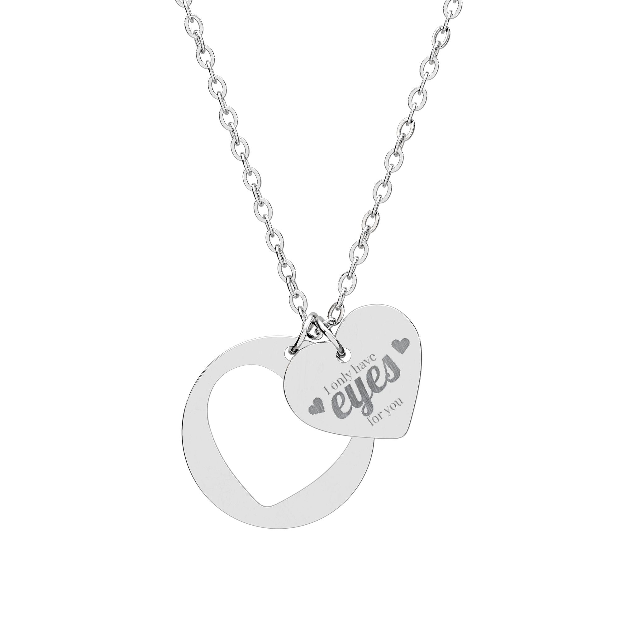 Engravable Heart Cutout Necklace — Personalized Heart Pendant