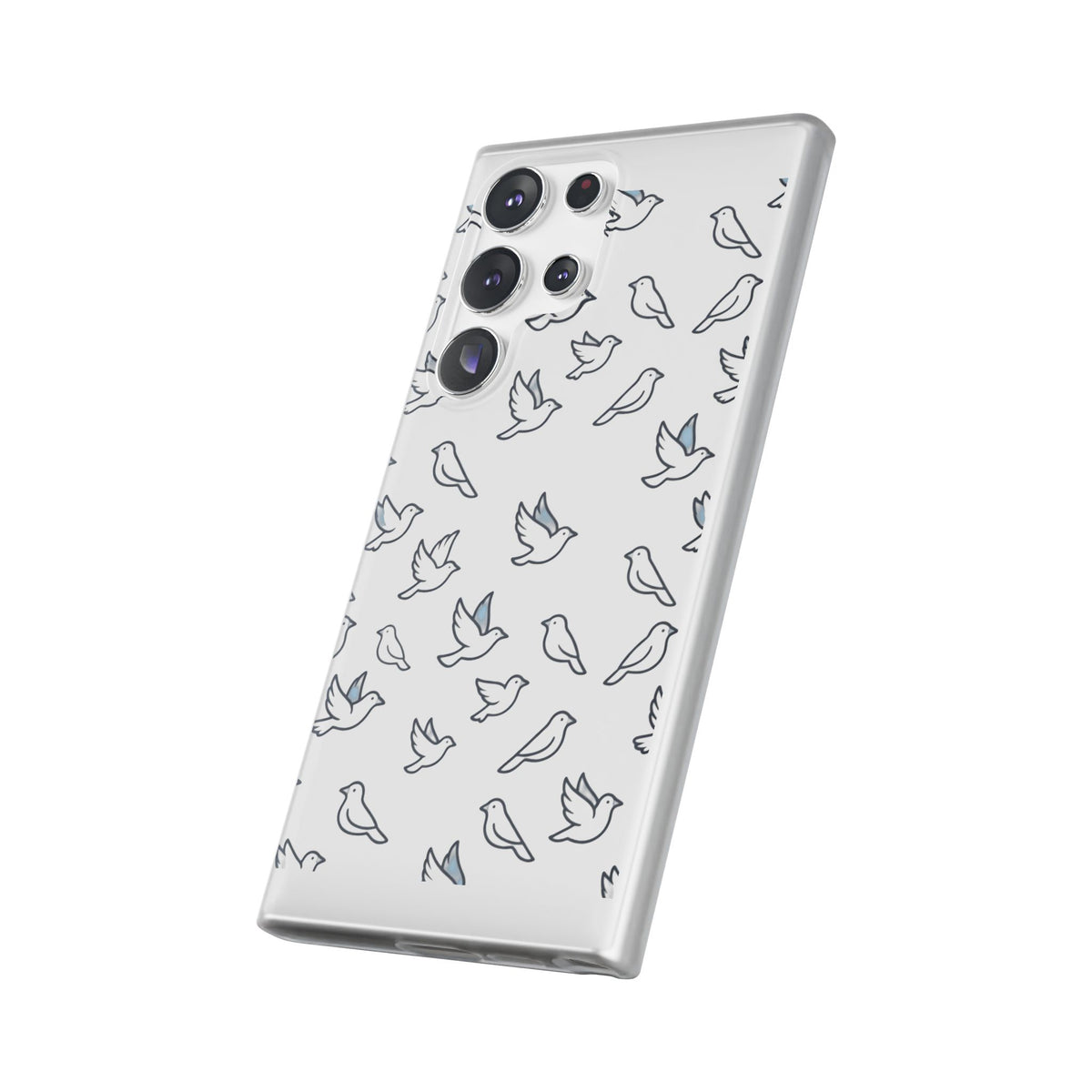 Dove Pattern Flexi Phone Case — Minimal White Bird Protective Case
