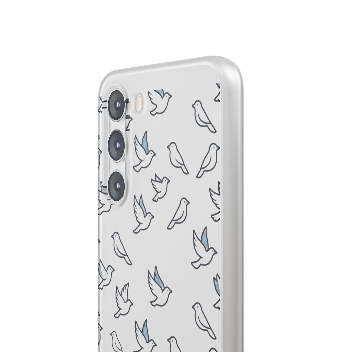 Dove Pattern Flexi Phone Case — Minimal White Bird Protective Case