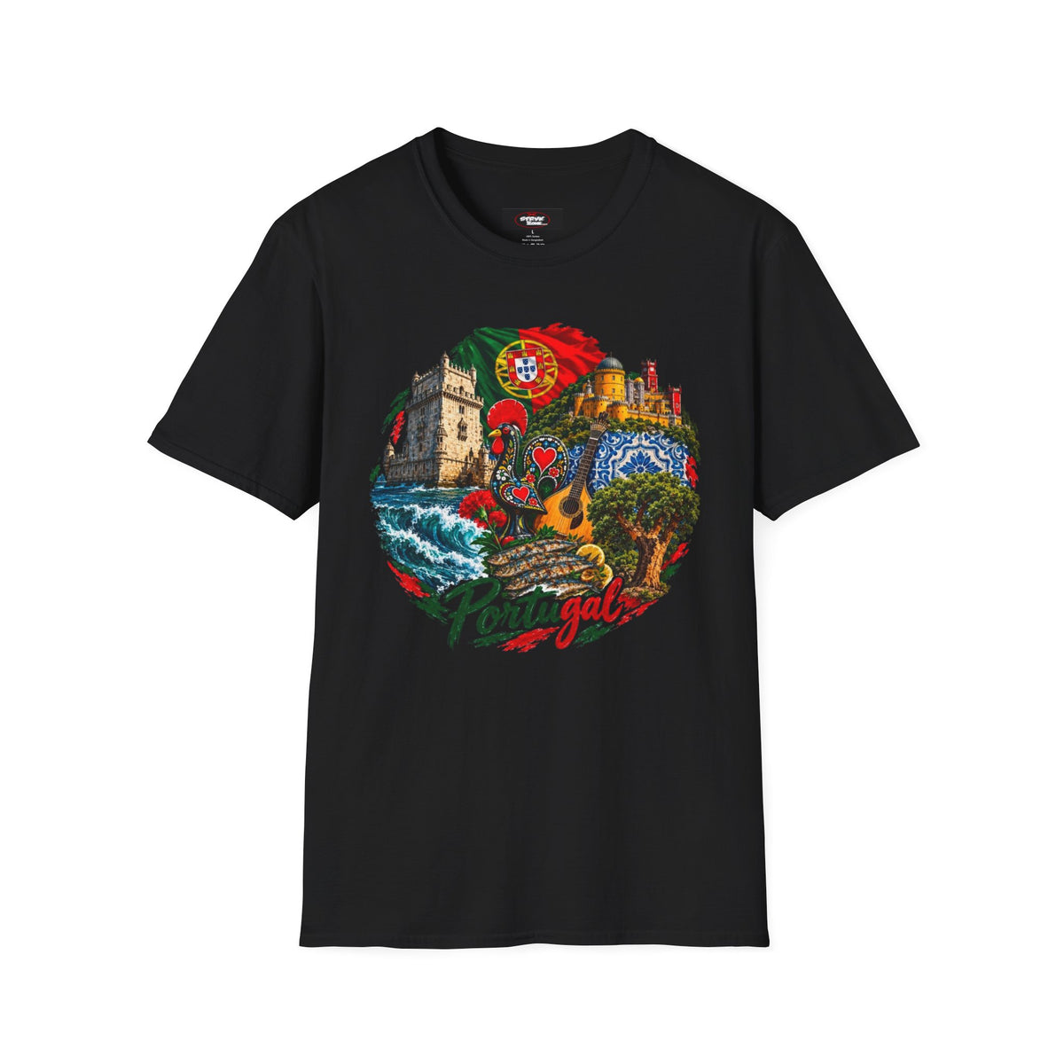 Portugal Travel T-Shirt — Vintage Lisbon Landmarks & Azulejo Heart Design