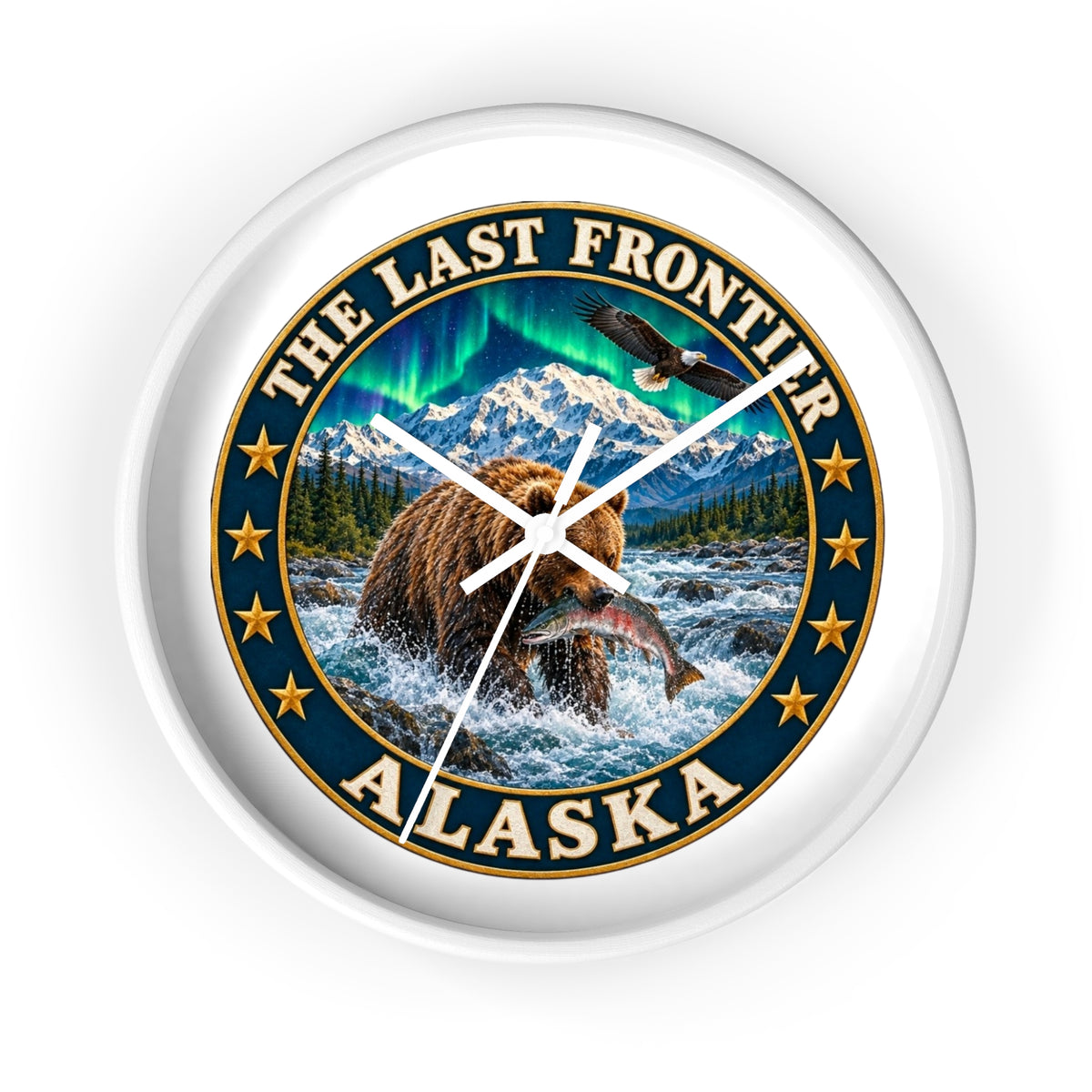Alaska 'The Last Frontier' Bear Salmon Wall Clock