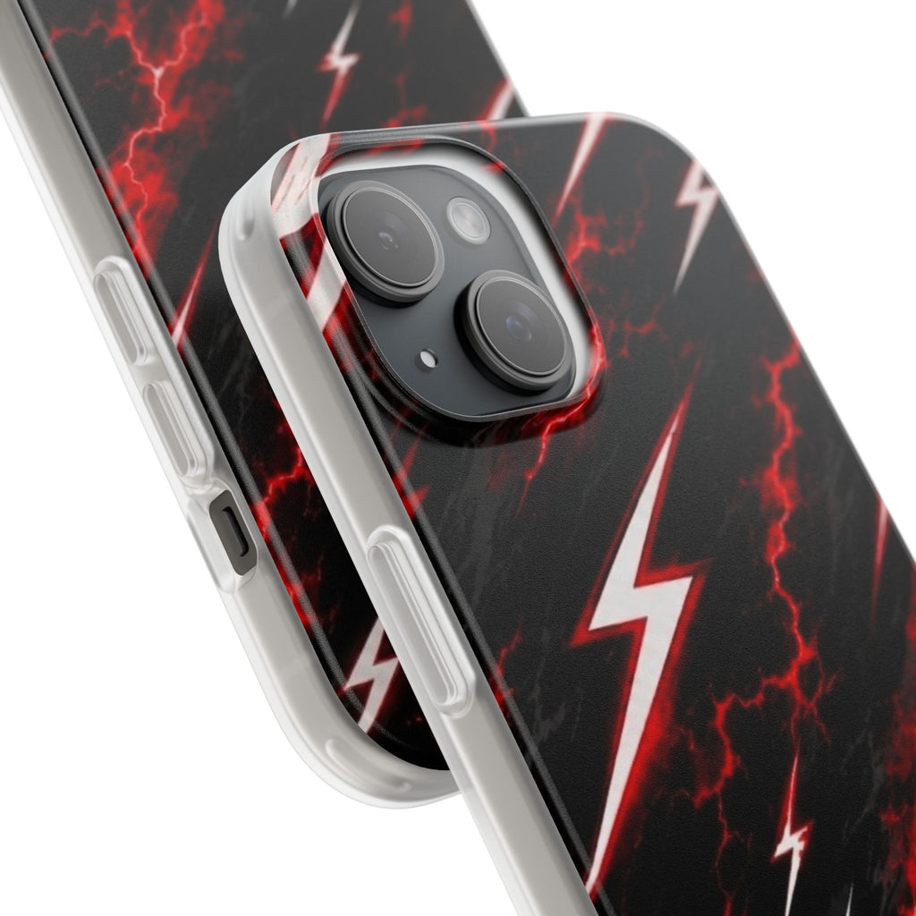 Phone Case — Red Lightning Bolt Storm Flexi Case