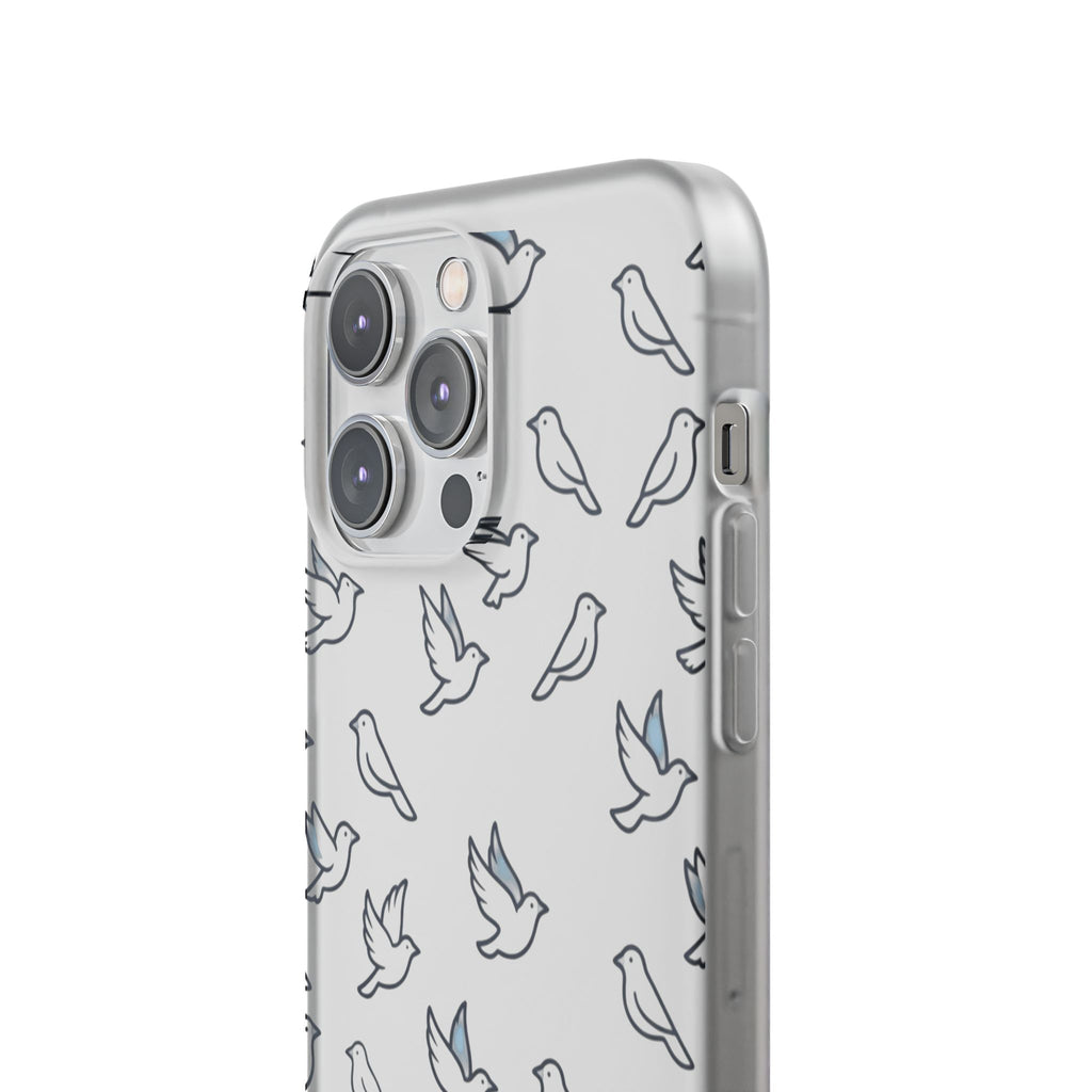 Dove Pattern Flexi Phone Case — Minimal White Bird Protective Case
