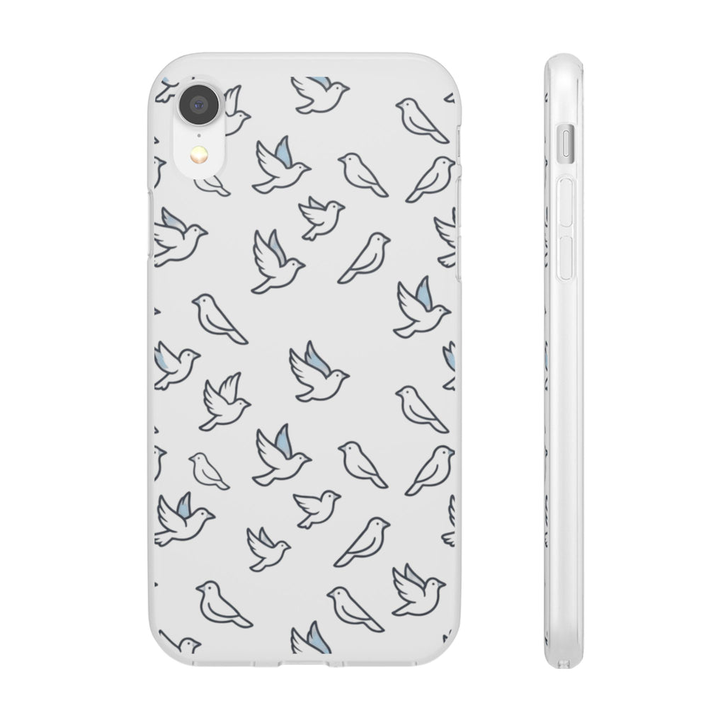 Dove Pattern Flexi Phone Case — Minimal White Bird Protective Case