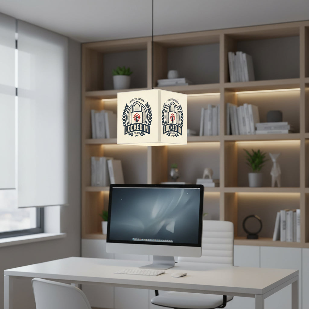 Light Cube Lamp — "Locked In" Athletic Badge Ambient Night Light