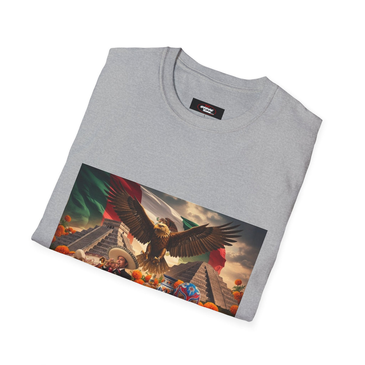 Eagle & Cityscape Graphic T-Shirt — Patriotic Eagle Sunset Design