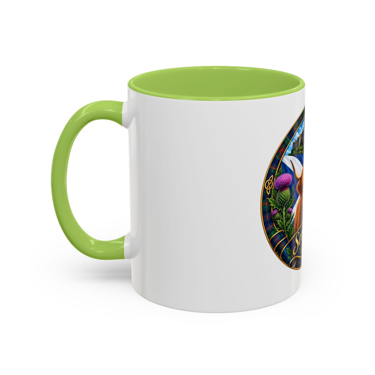Scotland Highland Cow Accent Coffee Mug — Scottish Castle & Thistle Design