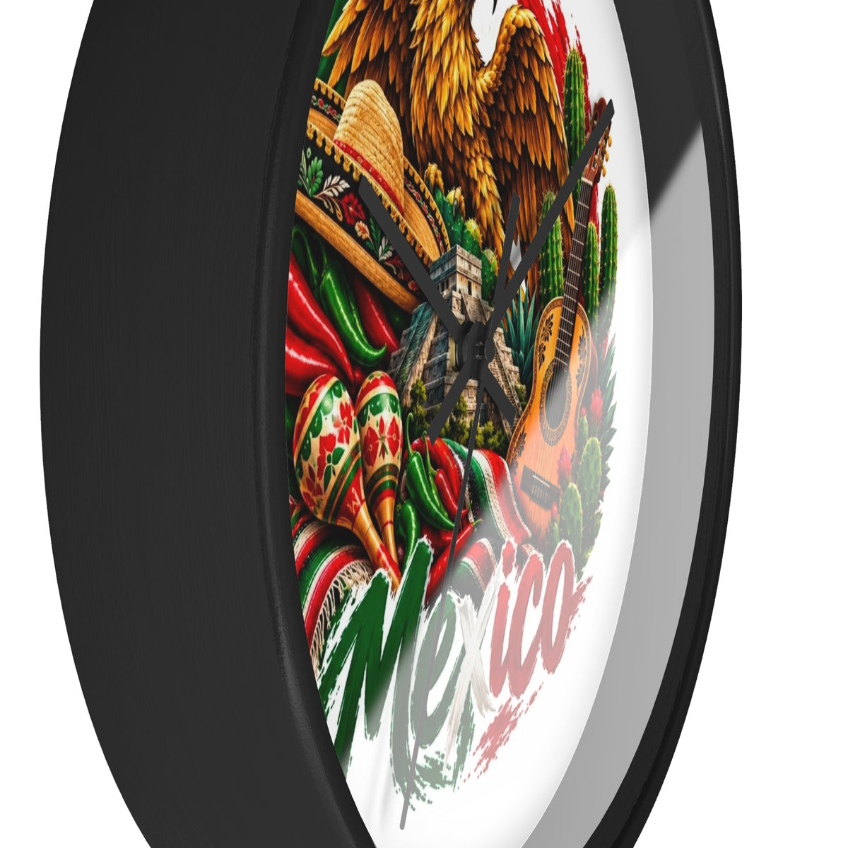 Mexico Heritage Wall Clock — Mexican Eagle, Sombrero & Guitar Decorative Clock
