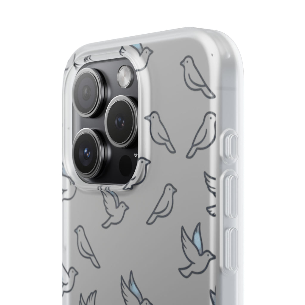 Dove Pattern Flexi Phone Case — Minimal White Bird Protective Case