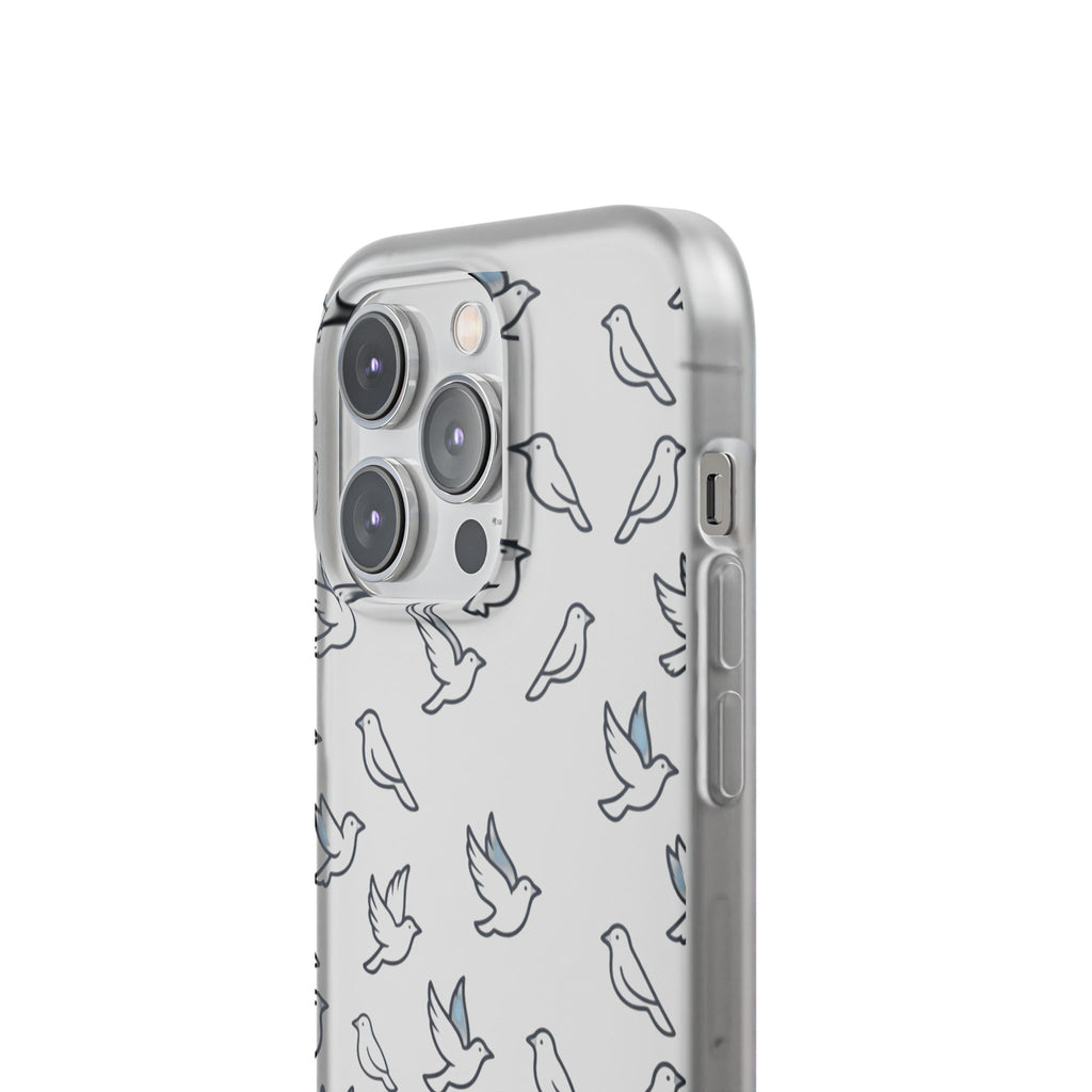 Dove Pattern Flexi Phone Case — Minimal White Bird Protective Case