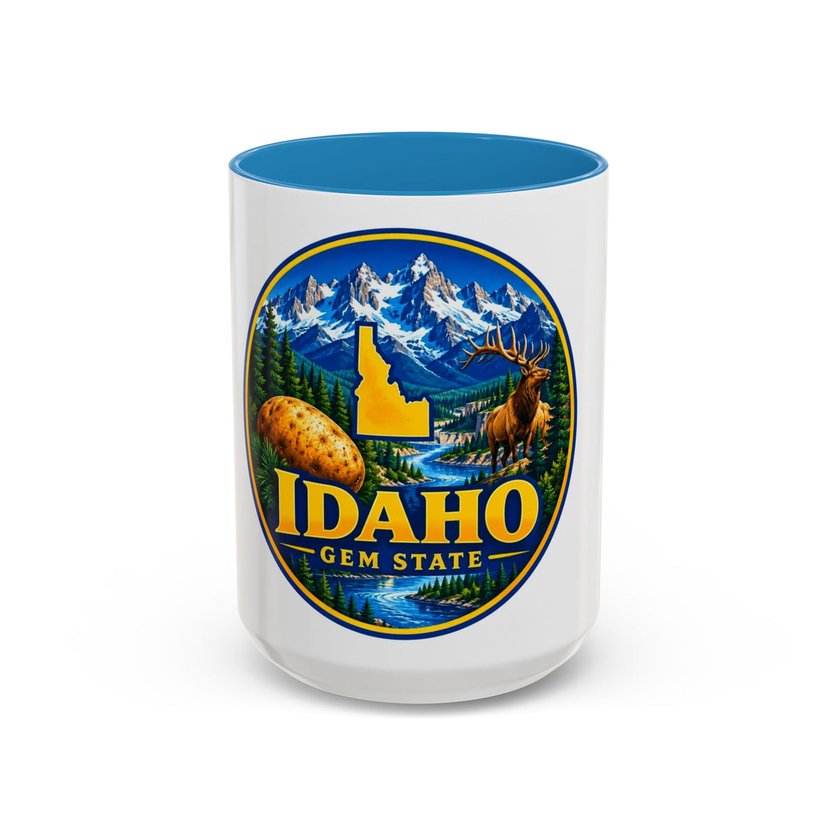 Idaho Gem State Coffee Mug — Mountain, Elk & Potato Travel Souvenir (11/15oz)
