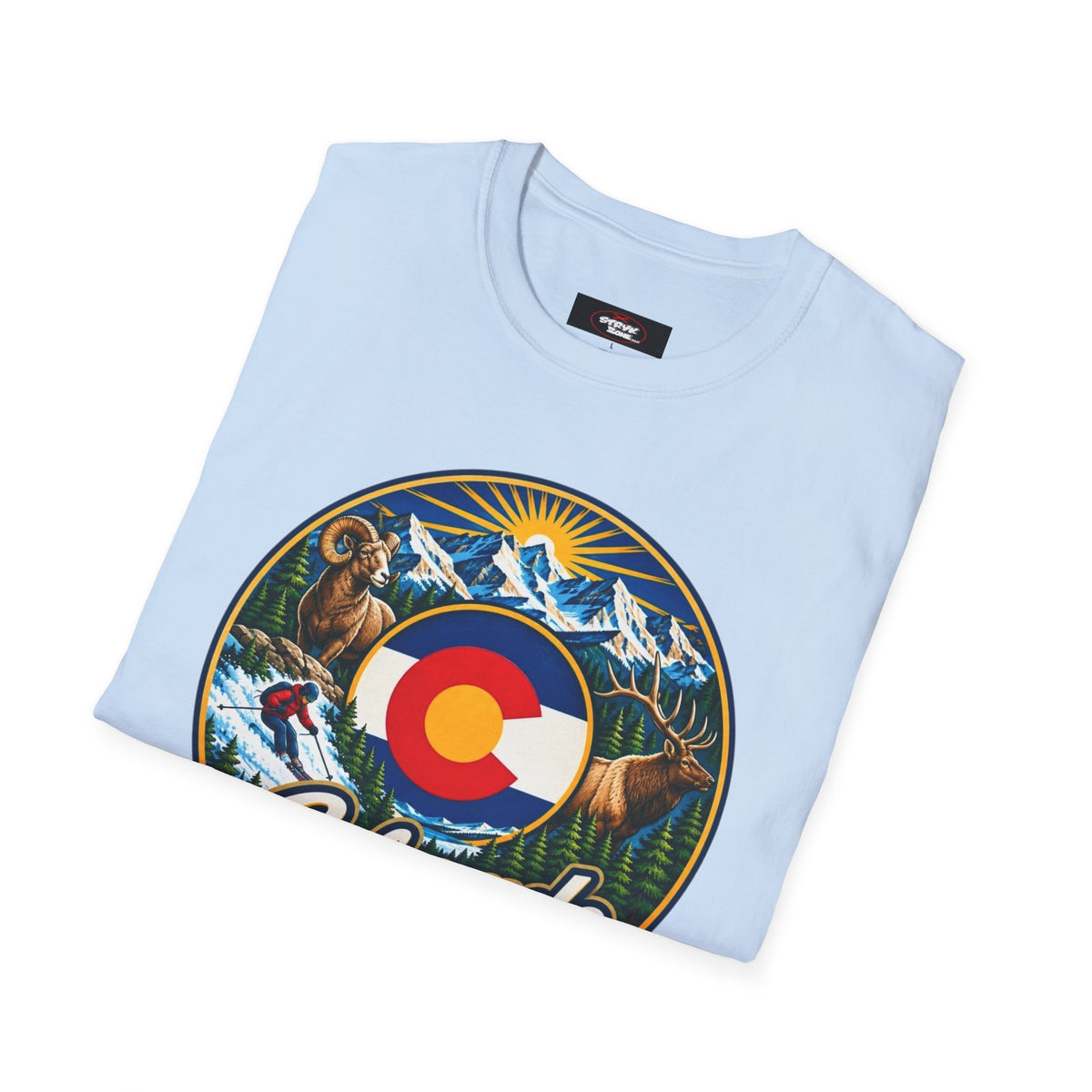 Colorado Retro Mountain Badge T-Shirt — Colorado State Circle Logo Tee