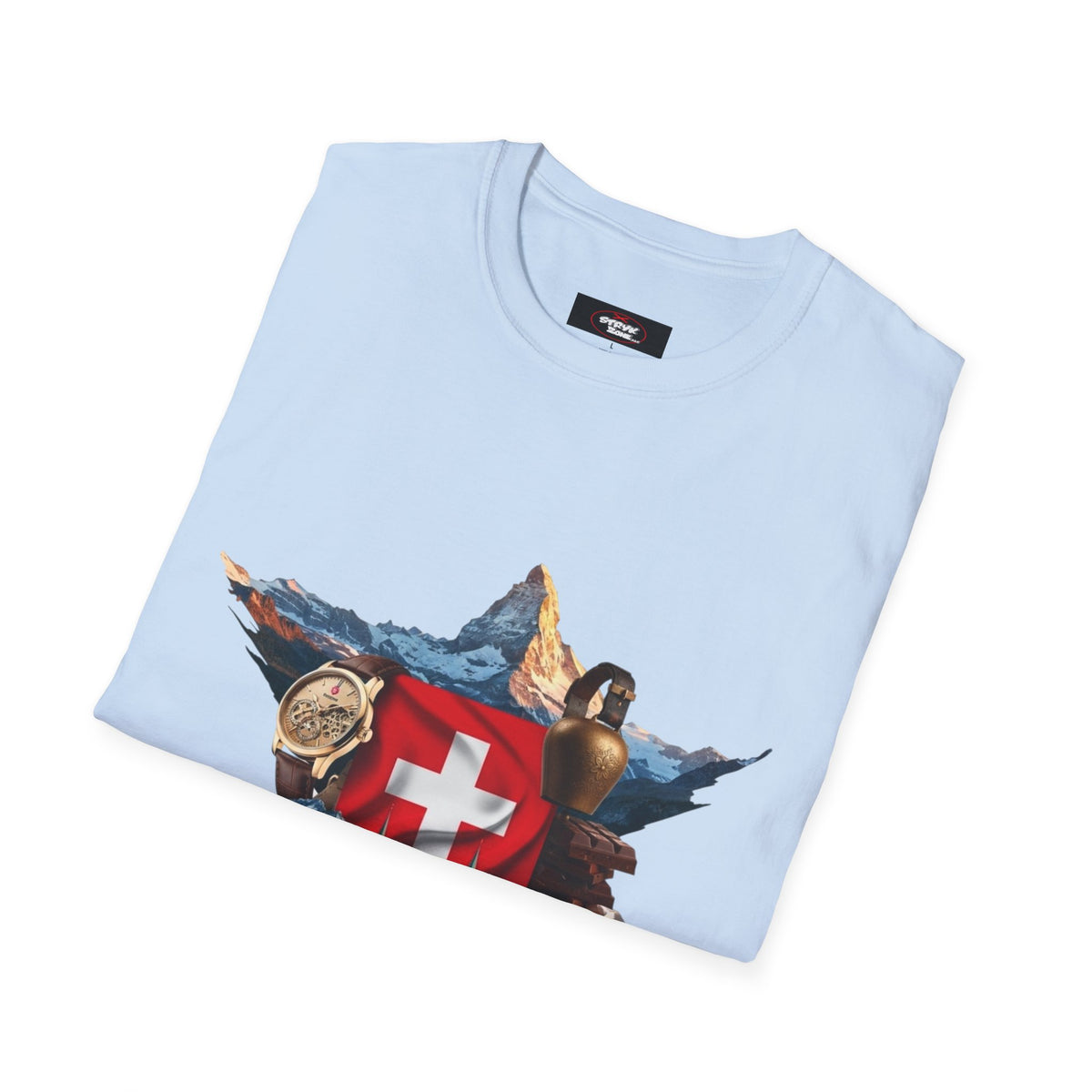 Swiss Crest Graphic T-Shirt — Alpine Flag & Icon Travel Tee