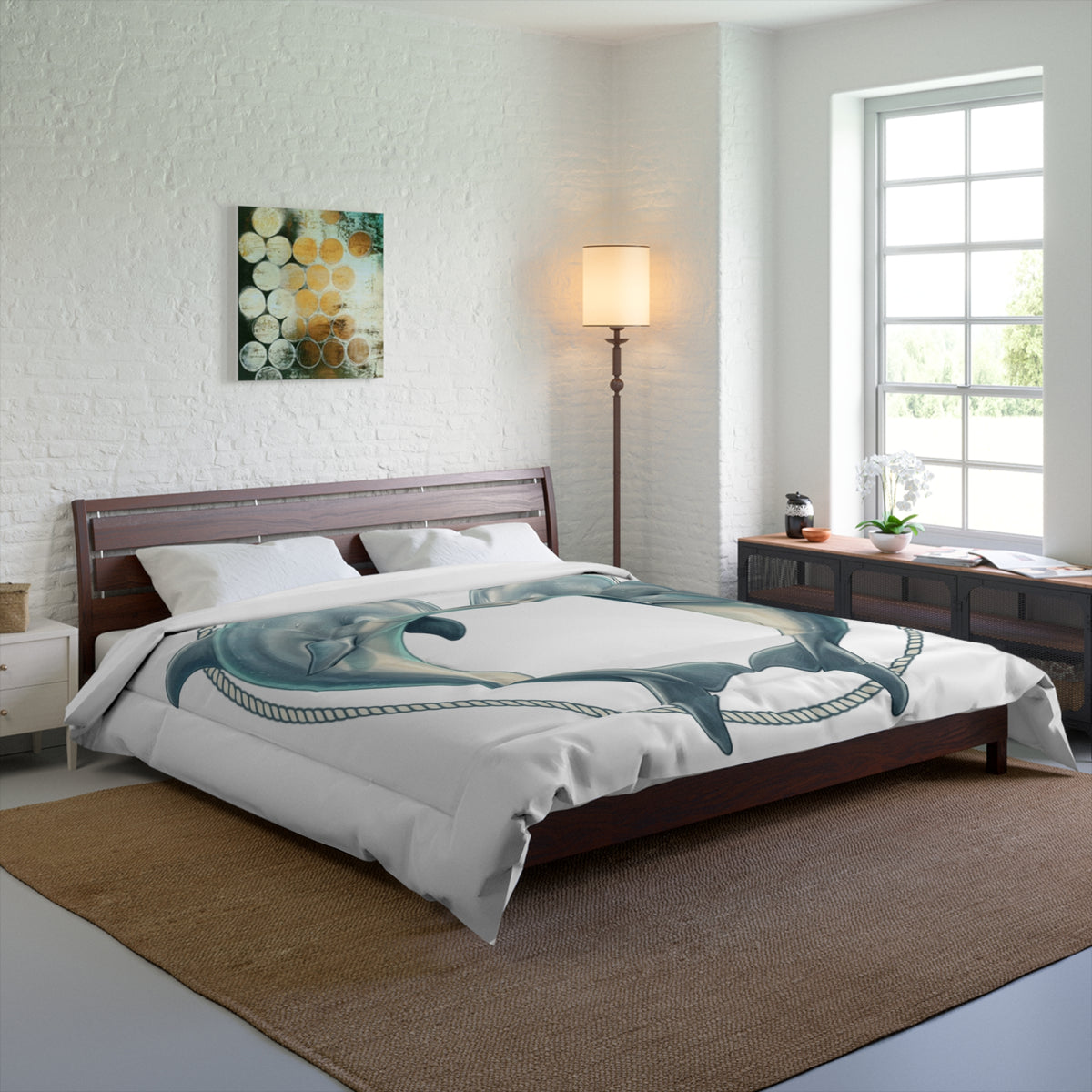 Dolphin Heart Comforter - Nautical Sea Life Bedding