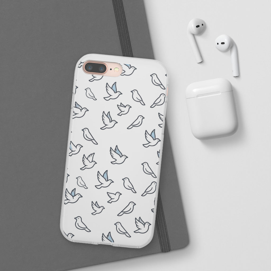 Dove Pattern Flexi Phone Case — Minimal White Bird Protective Case