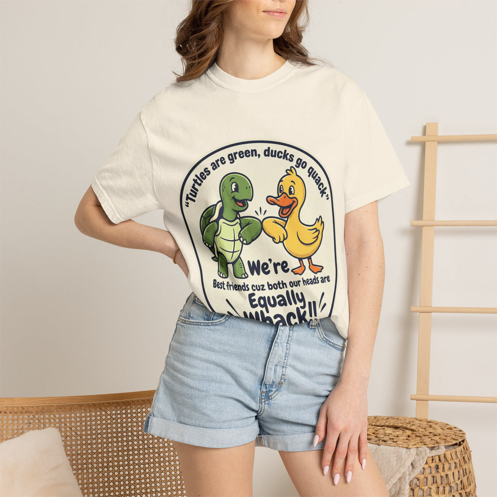 T-Shirt — "We're Equally Whack" Turtle & Duck Best Friends Graphic Tee
