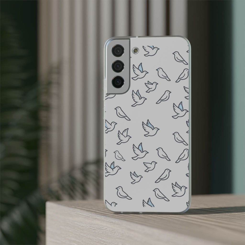 Dove Pattern Flexi Phone Case — Minimal White Bird Protective Case