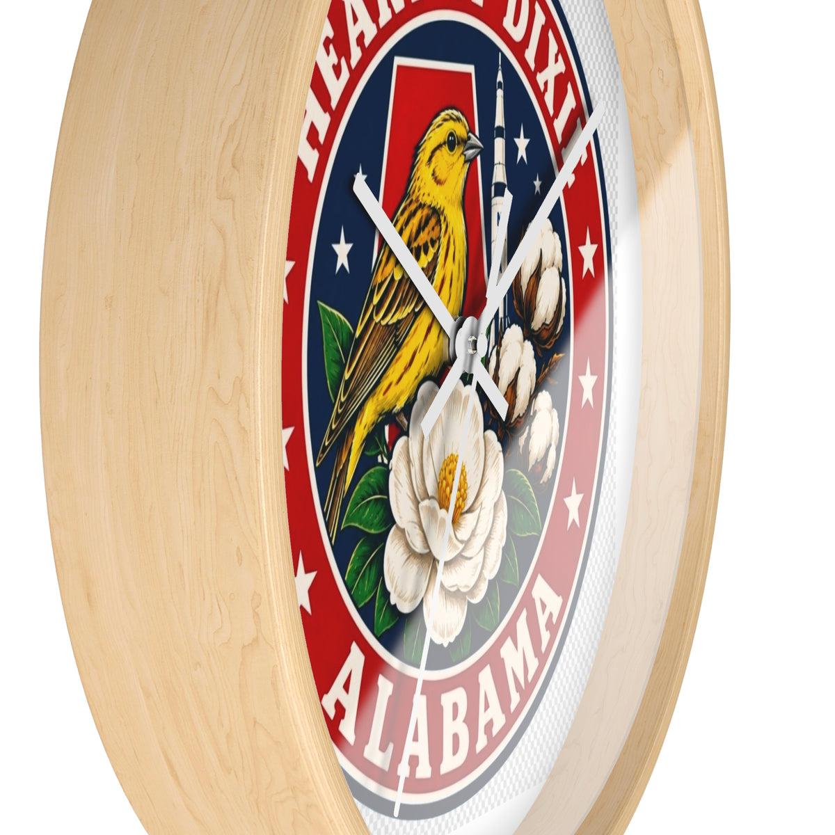 Alabama Heart of Dixie Wall Clock – State Seal Design with Yellowhammer & Magnolia
