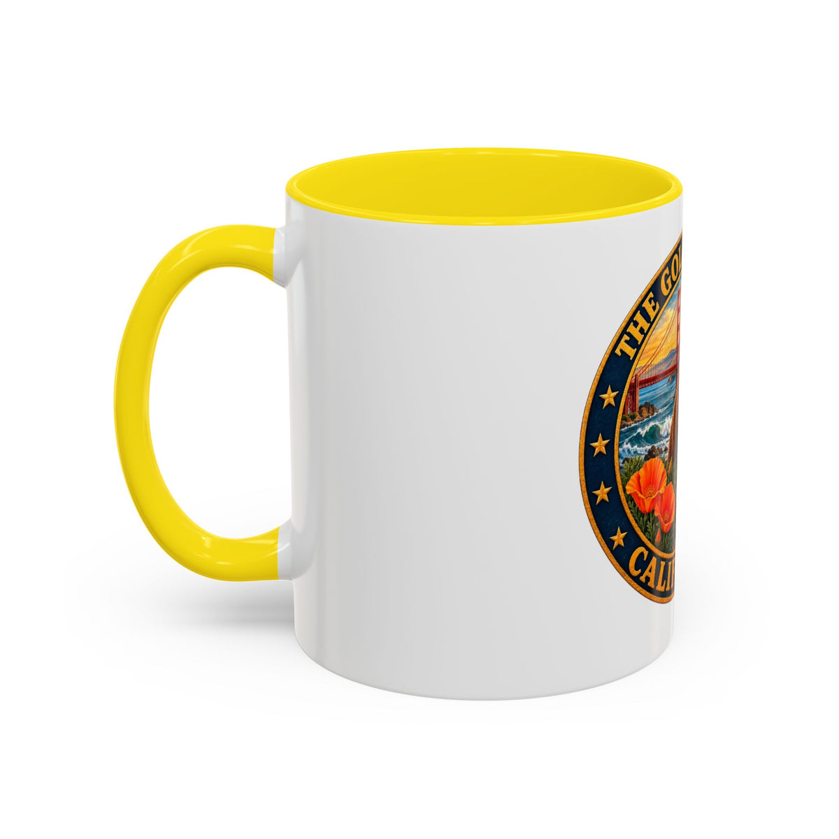 California Golden State Coffee Mug — Bear, Golden Gate & Poppies Accent Mug