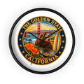 California Golden State Wall Clock — Golden Gate, Bear & Poppies Retro Travel Decor