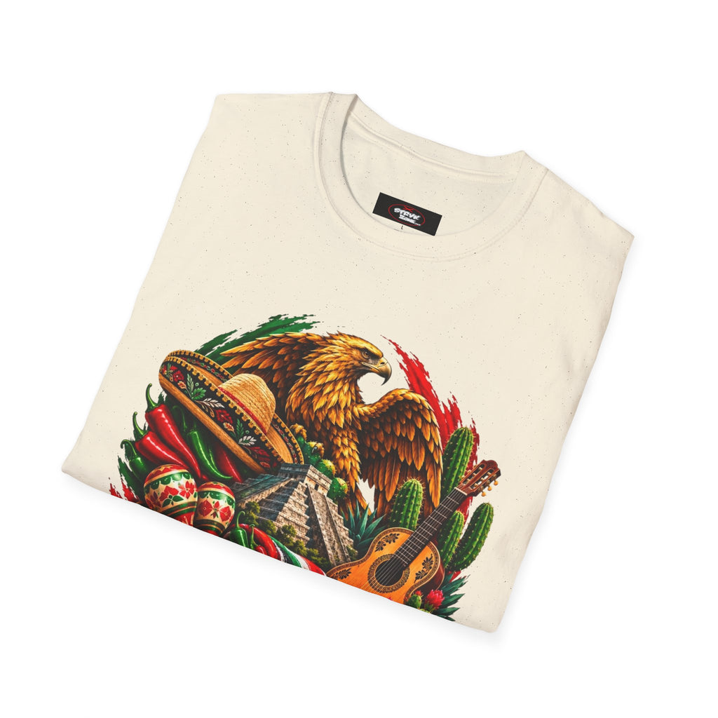 Mexico Heritage T-Shirt — Mexican Eagle, Guitar & Cactus Graphic