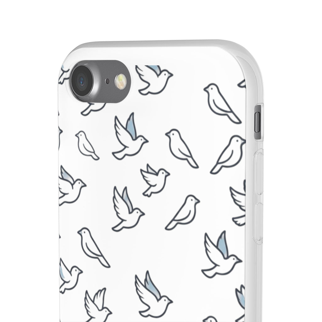 Dove Pattern Flexi Phone Case — Minimal White Bird Protective Case