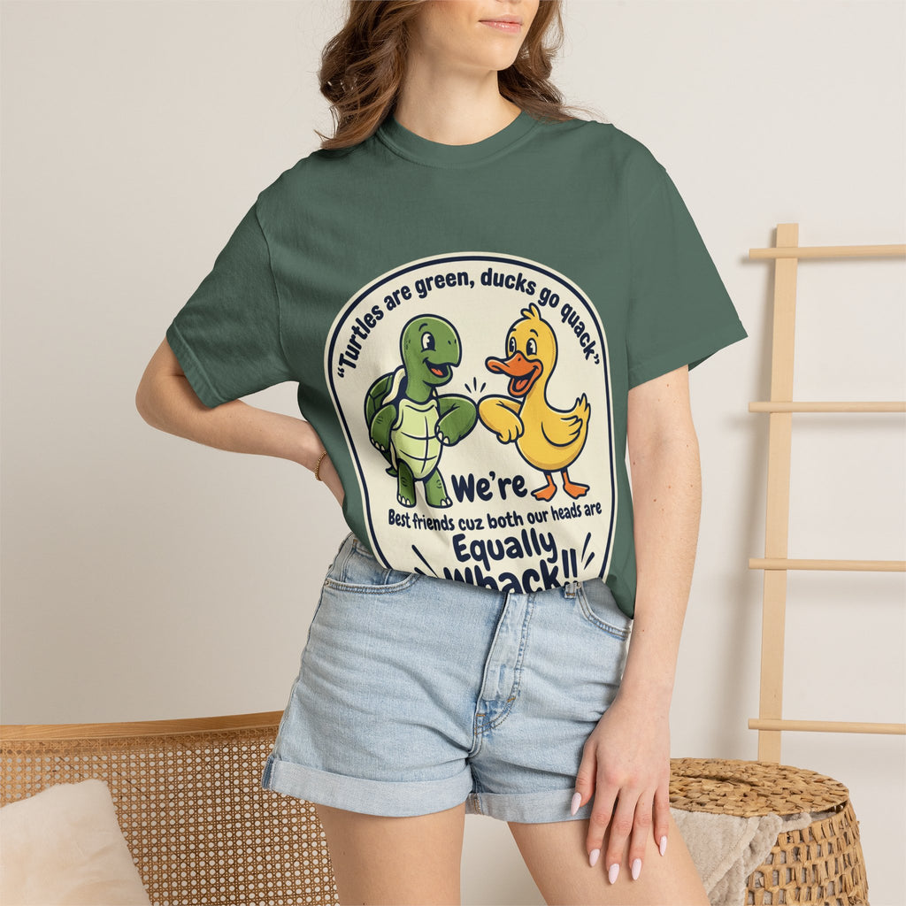 T-Shirt — "We're Equally Whack" Turtle & Duck Best Friends Graphic Tee