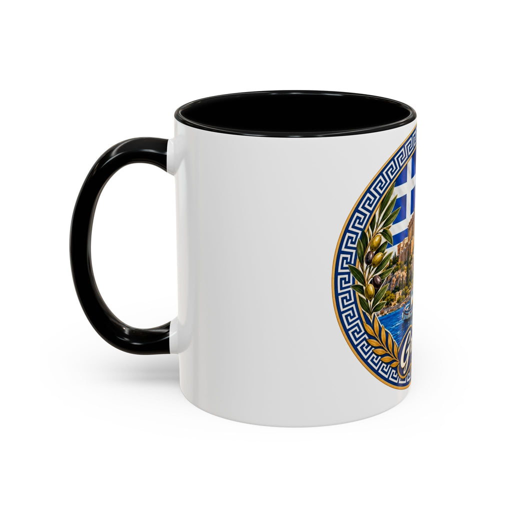 Greece Scenic Accent Coffee Mug – Acropolis, Olive & Blue Flag Design (11/15oz)
