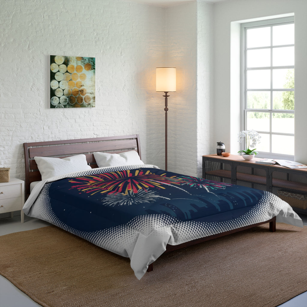 Fireworks Comforter – Night Sky Celebration Bedding (Fourth of July, New Year)