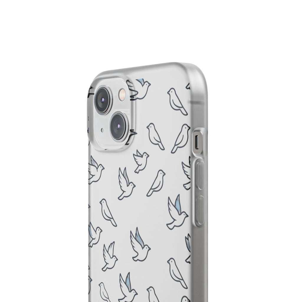 Dove Pattern Flexi Phone Case — Minimal White Bird Protective Case