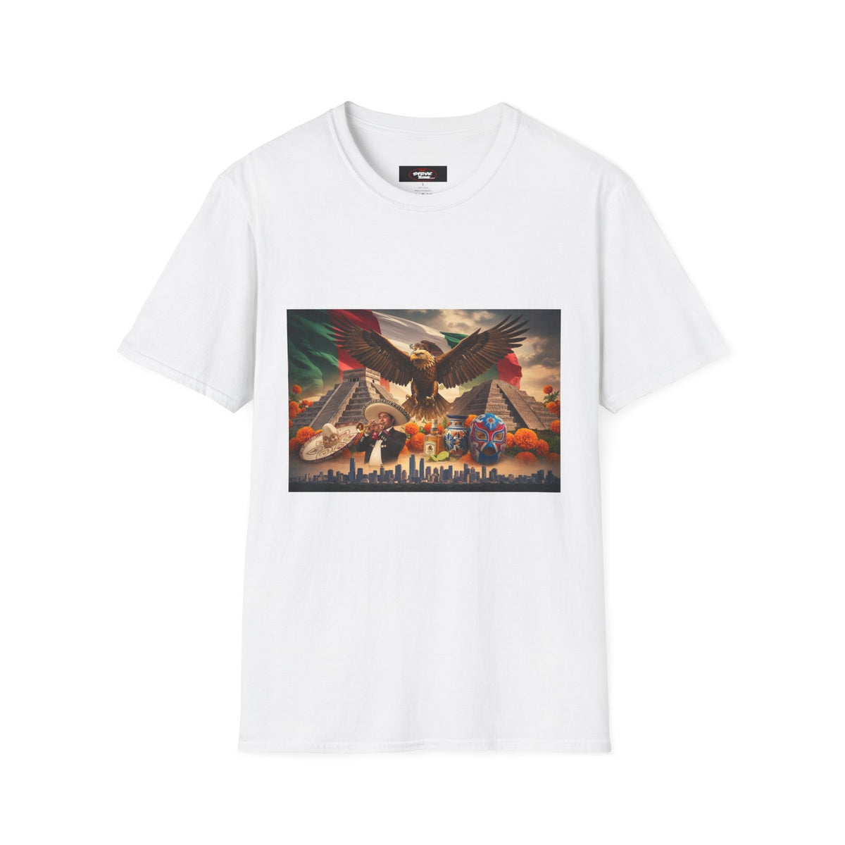 Eagle & Cityscape Graphic T-Shirt — Patriotic Eagle Sunset Design