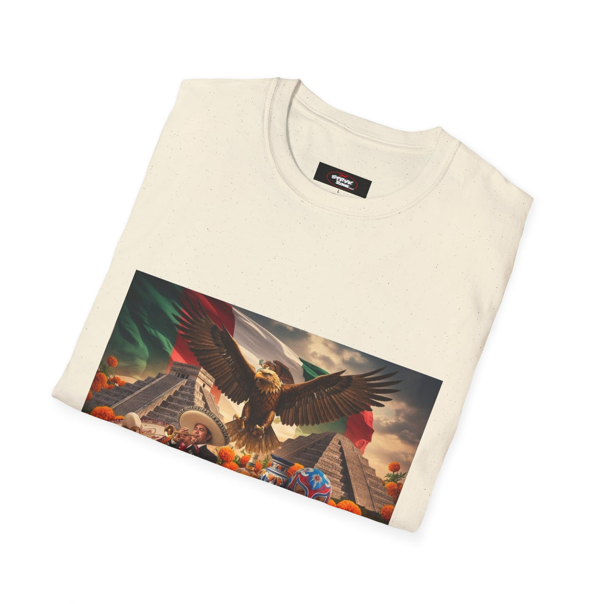 Eagle & Cityscape Graphic T-Shirt — Patriotic Eagle Sunset Design