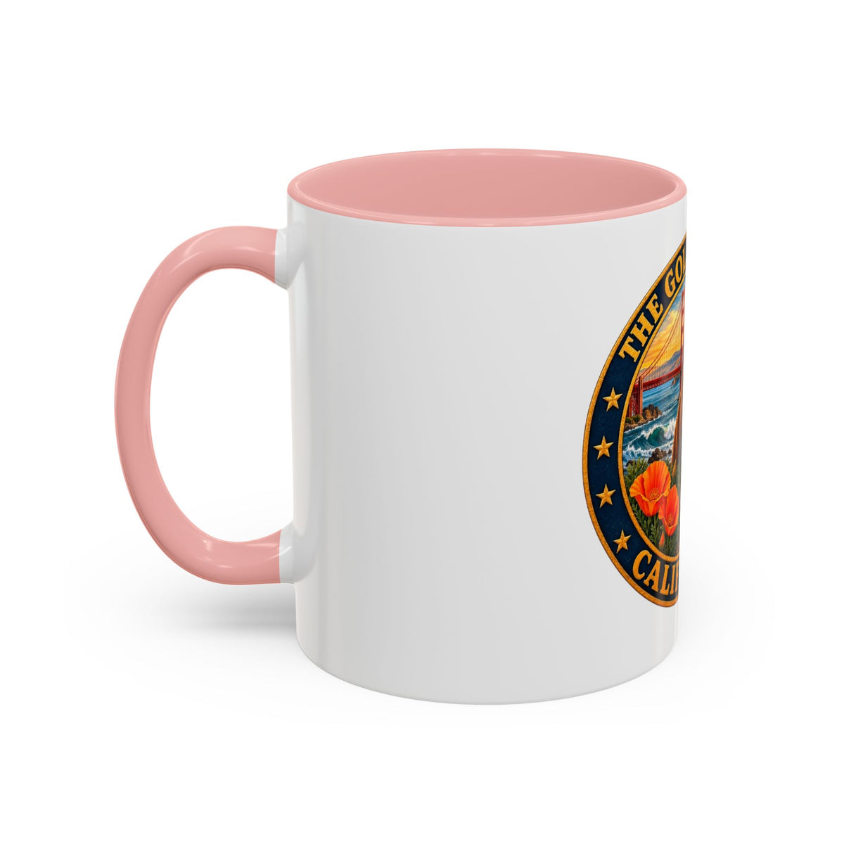 California Golden State Coffee Mug — Bear, Golden Gate & Poppies Accent Mug