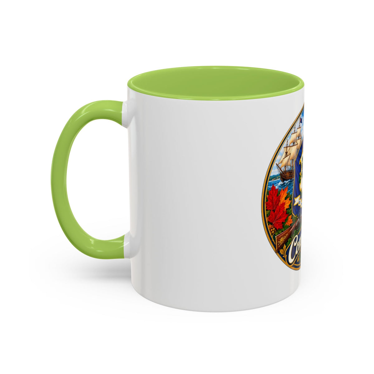 Connecticut State Crest Accent Coffee Mug — Scenic State Seal Design (11/15 oz)