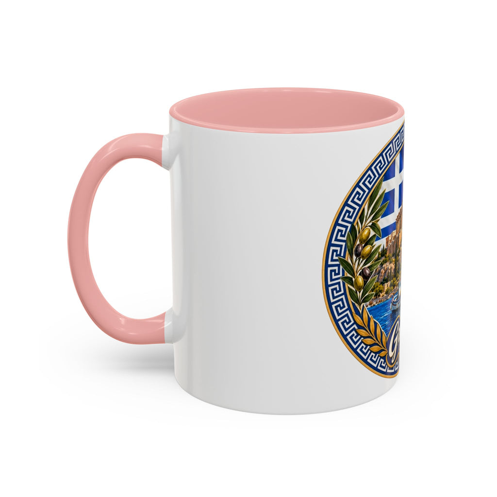 Greece Scenic Accent Coffee Mug – Acropolis, Olive & Blue Flag Design (11/15oz)
