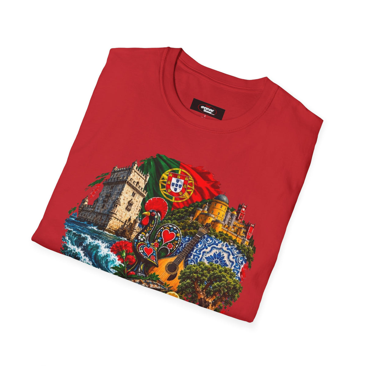 Portugal Travel T-Shirt — Vintage Lisbon Landmarks & Azulejo Heart Design