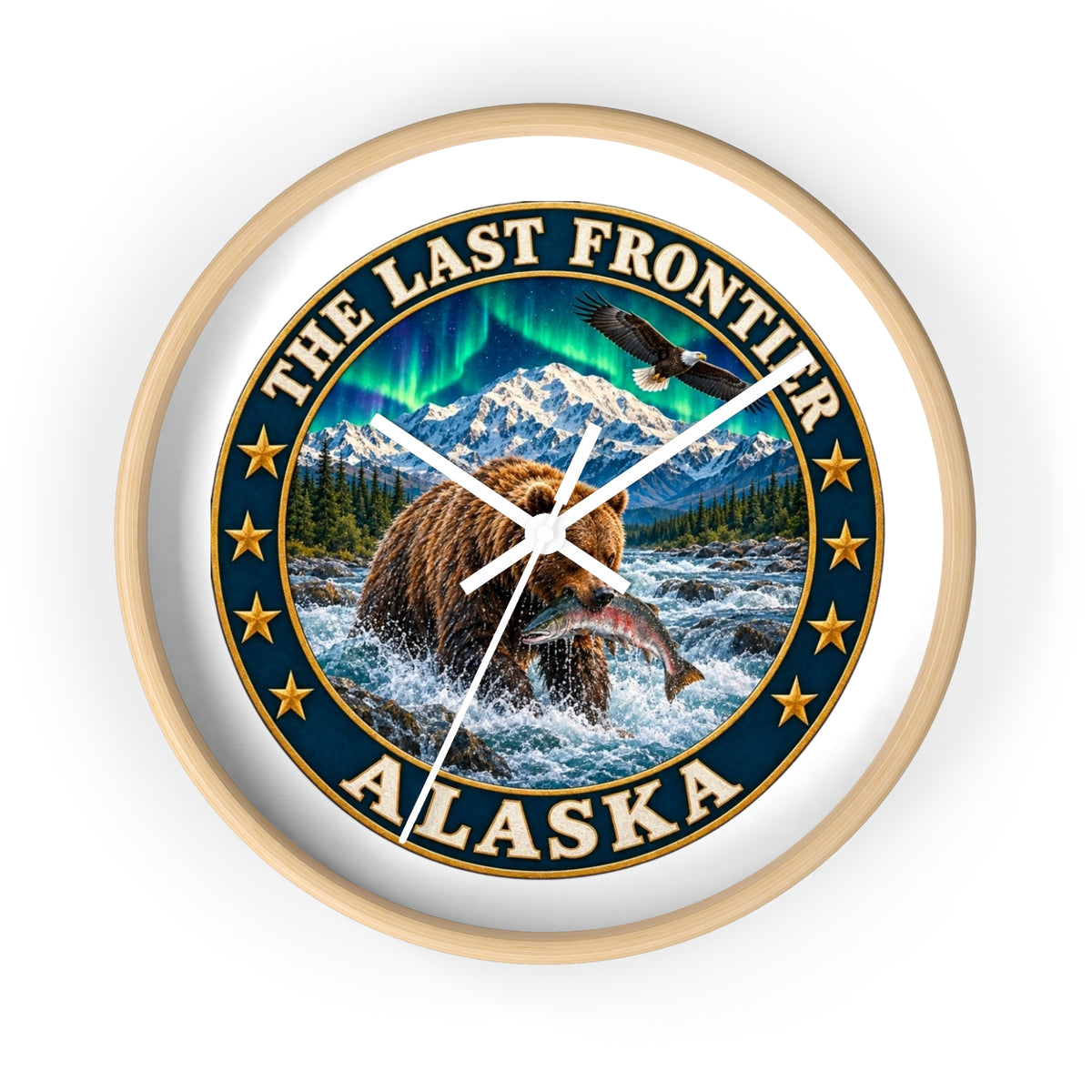 Alaska 'The Last Frontier' Bear Salmon Wall Clock