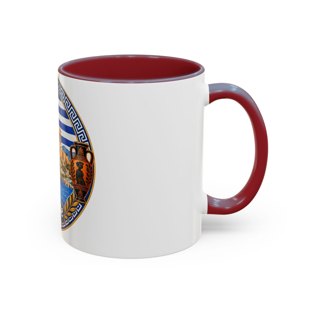 Greece Scenic Accent Coffee Mug – Acropolis, Olive & Blue Flag Design (11/15oz)