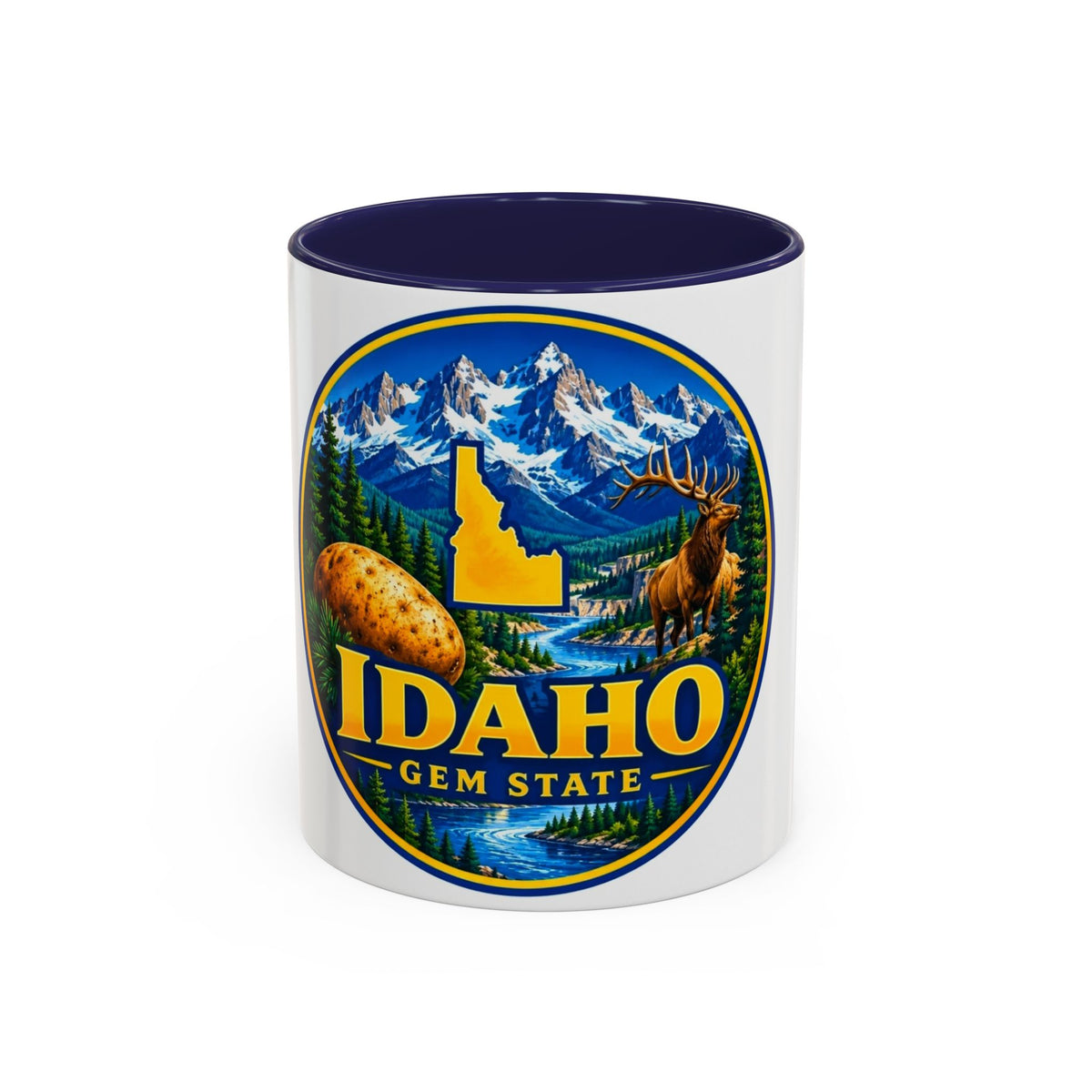 Idaho Gem State Coffee Mug — Mountain, Elk & Potato Travel Souvenir (11/15oz)