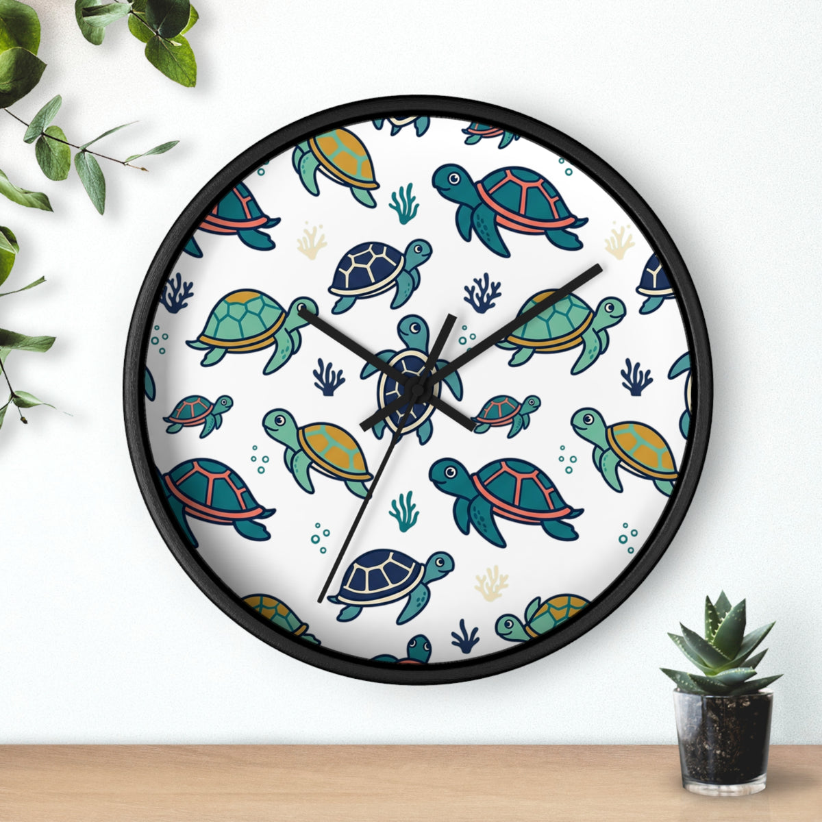 Sea Turtle Wall Clock — Cute Nautical Nursery Clock for Kids’ Room