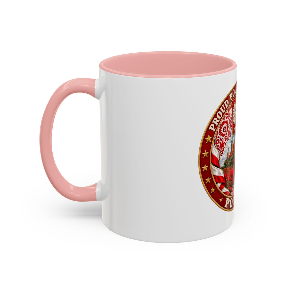 Poland Pride Accent Coffee Mug - "Proud Polish Heritage" Crest, Polish Souvenir Gift