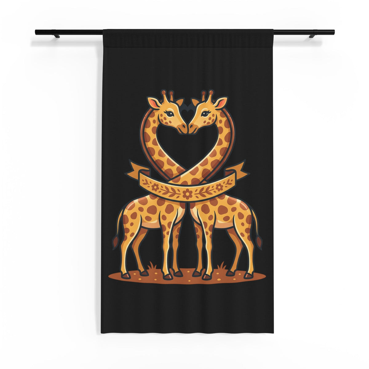 Giraffe Heart Sheer Window Curtain — Cute Animal Nursery Sheer Panel