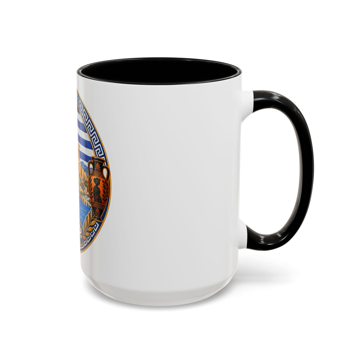 Greece Scenic Accent Coffee Mug – Acropolis, Olive & Blue Flag Design (11/15oz)